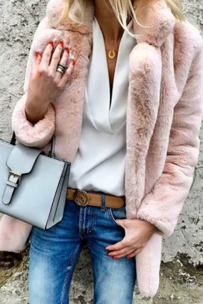 Adriana | Classy Winter Plush Coat with Fur Collar