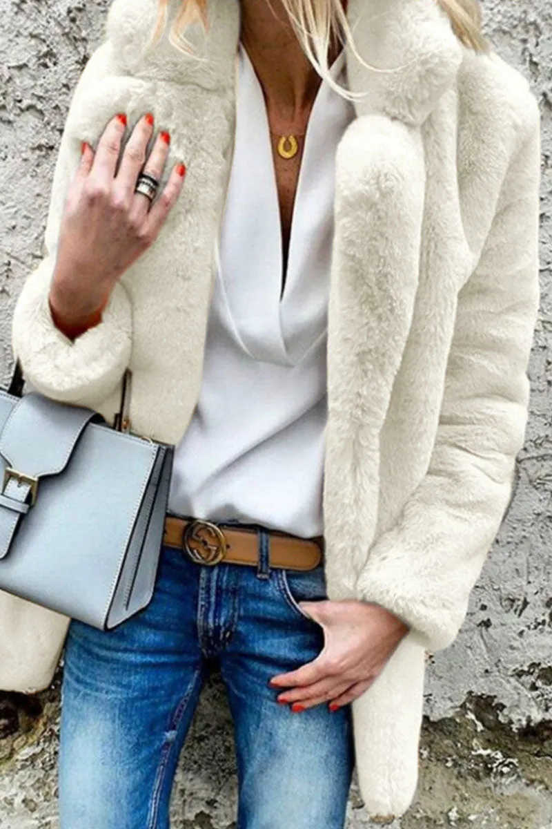 Adriana | Classy Winter Plush Coat with Fur Collar