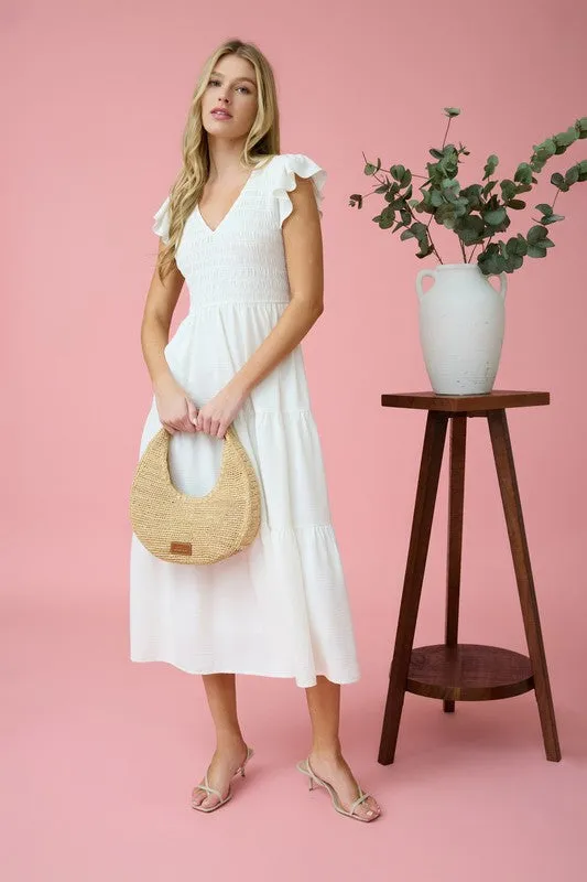 Flutter Sleeve Maxi Dress - Soft and Comfy
