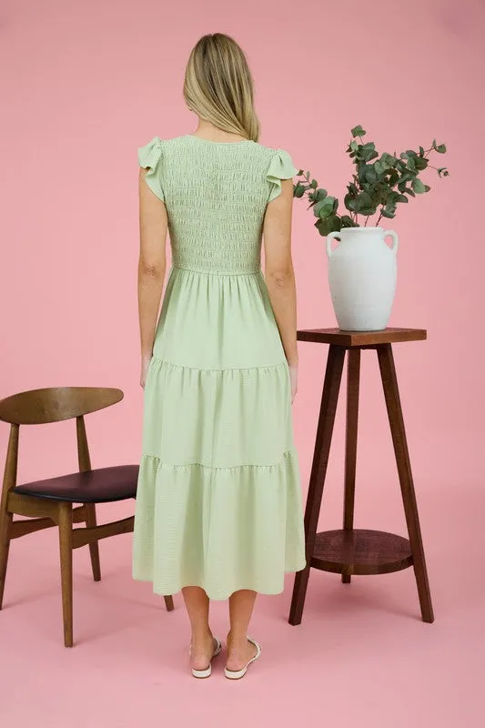 Flutter Sleeve Maxi Dress - Soft and Comfy