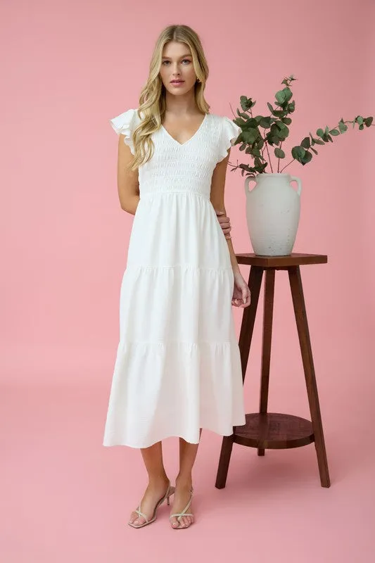Flutter Sleeve Maxi Dress - Soft and Comfy