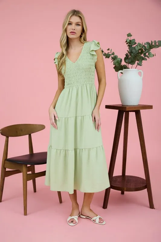 Flutter Sleeve Maxi Dress - Soft and Comfy
