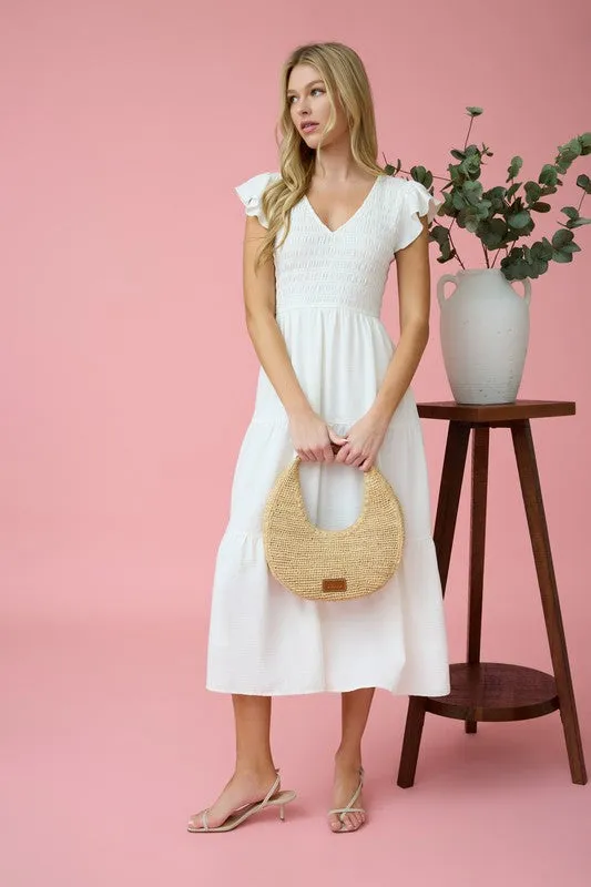 Flutter Sleeve Maxi Dress - Soft and Comfy