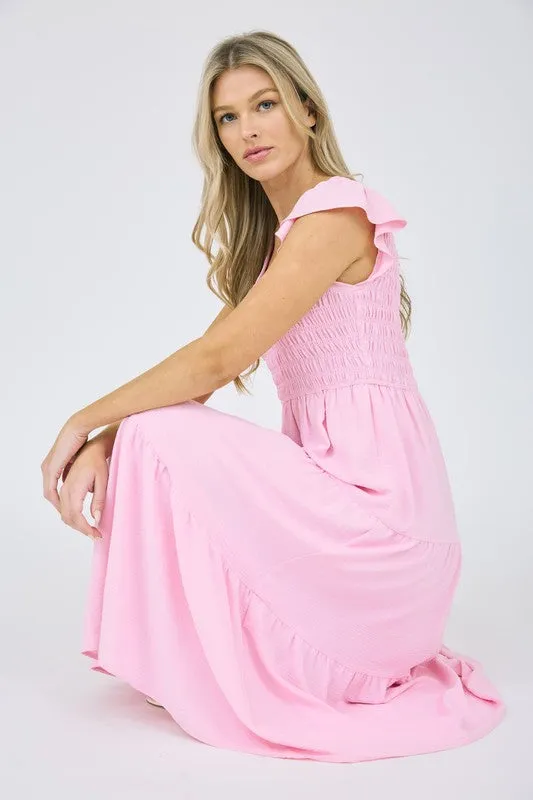 Flutter Sleeve Maxi Dress - Soft and Comfy