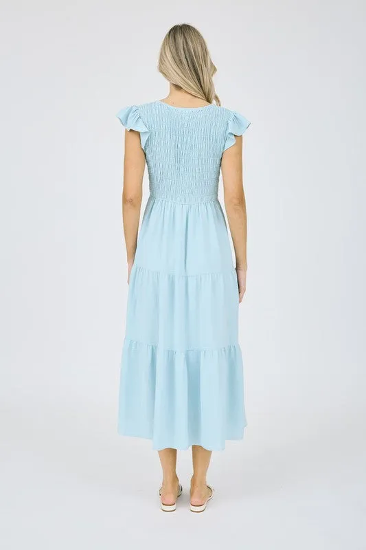 Flutter Sleeve Maxi Dress - Soft and Comfy