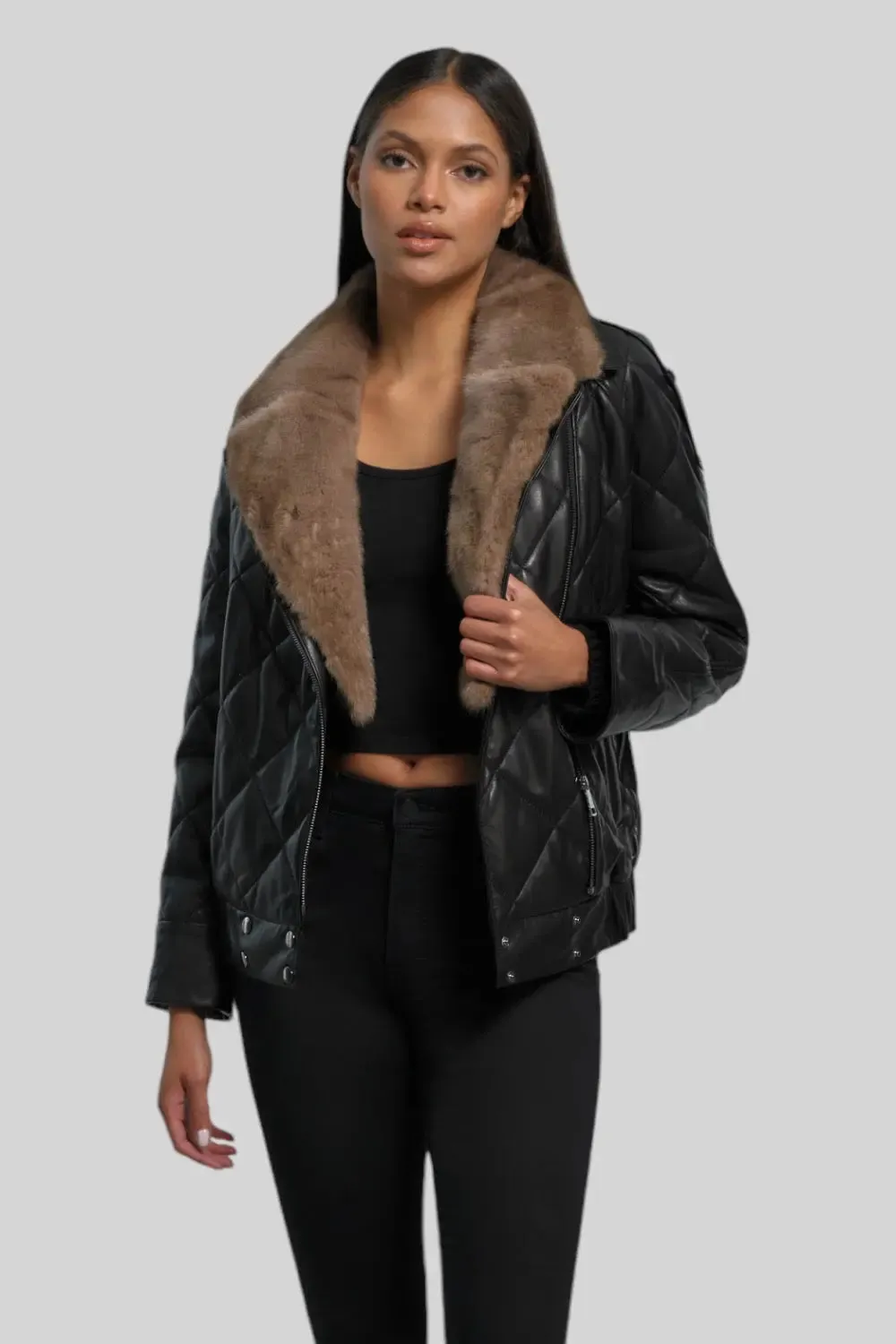 Viviana Quilted Leather Jacket